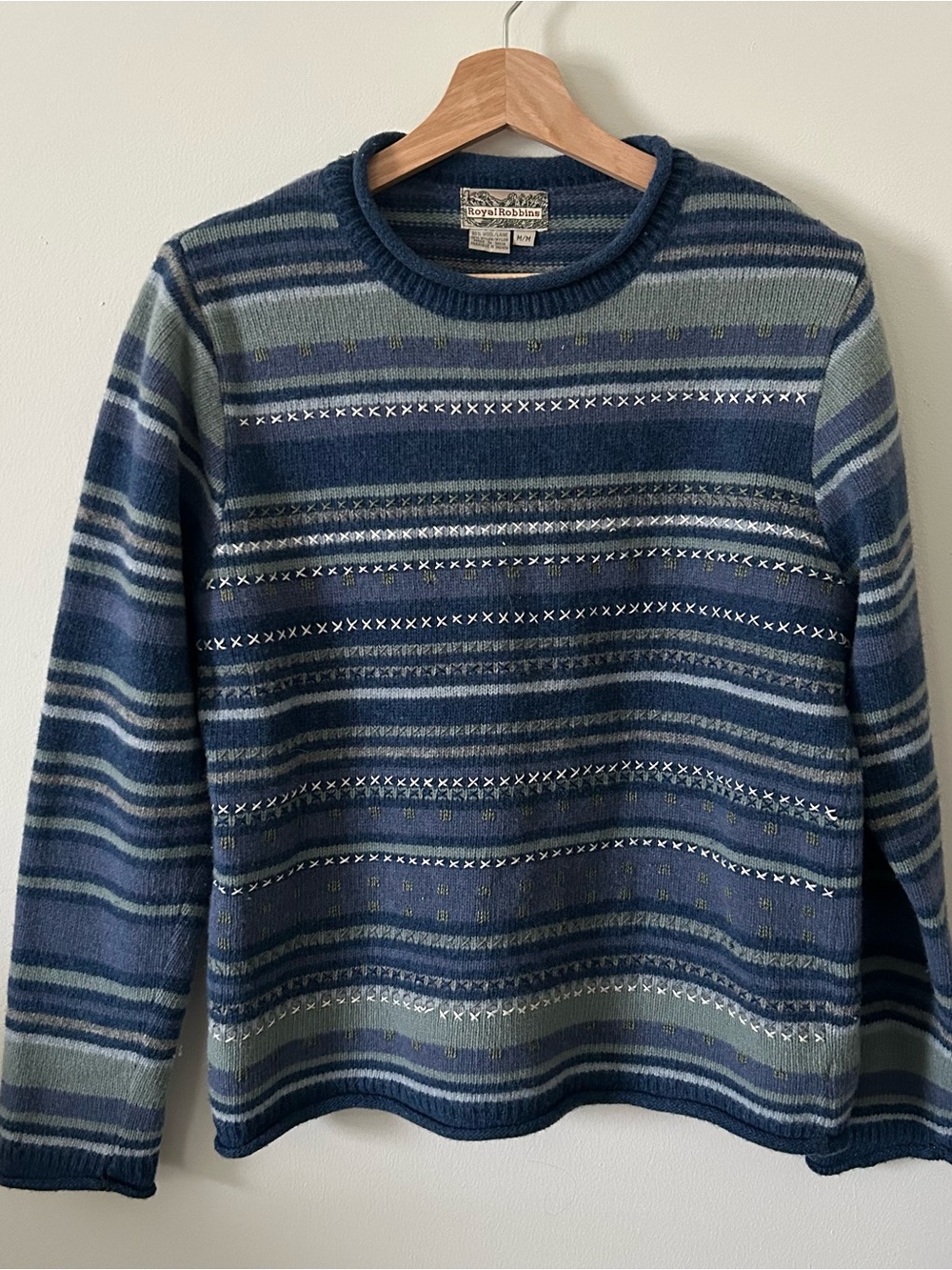 Vintage 90’s Royal Robbins Classic 100% Wool Striped Crewneck Minimalist sweater